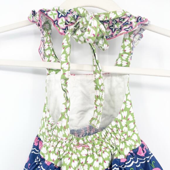 Olive Mae Toddler Girls Whale Gingham Mixed Print Tiered Halter Dress Size 2T - Picture 7 of 9